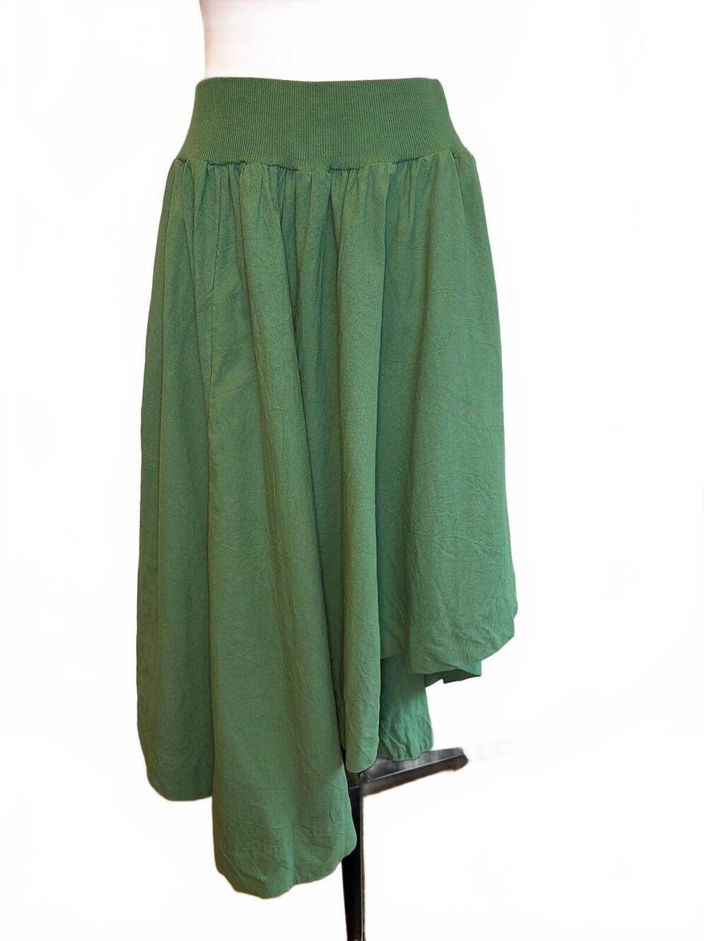 Free People Annette Green Assymetrical Midi Skirt XS Boho Forest Fairy Lagenlook